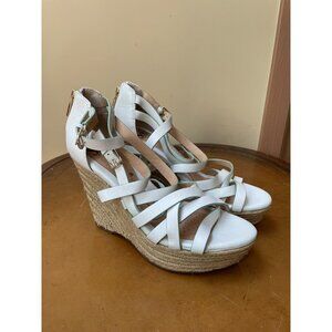 Sofft Women's White Leather Strappy Wedge Platforms  Sandals Size: 8M (F111)